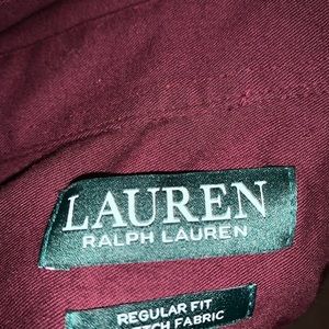 LAUREN Ralph Lauren Maroon Button Up with Pocket on Left Breast
